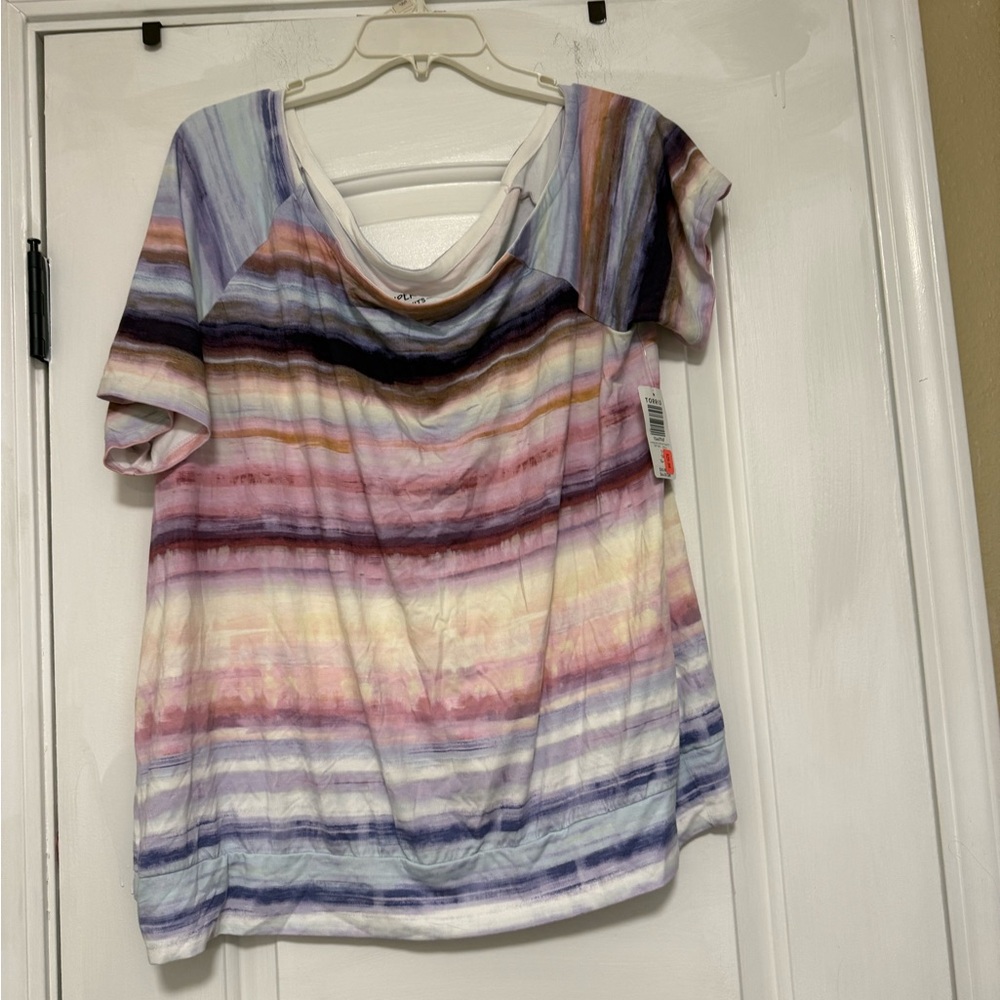 Torrid Multicolor Striped Short Sleeve Top